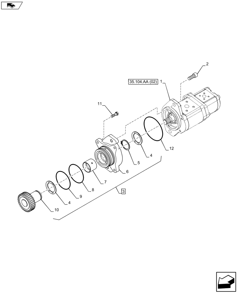 Схема запчастей Case IH FARMALL 105U - (35.104.AA[01]) - VAR - 390434 - HYDRAULIC PUMP (80 L/MIN) (35) - HYDRAULIC SYSTEMS