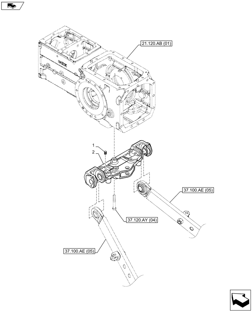 Схема запчастей Case IH FARMALL 105U - (37.120.AY[02]) - VAR - 390435 - EDC PIN SUPPORT (37) - HITCHES, DRAWBARS & IMPLEMENT COUPLINGS