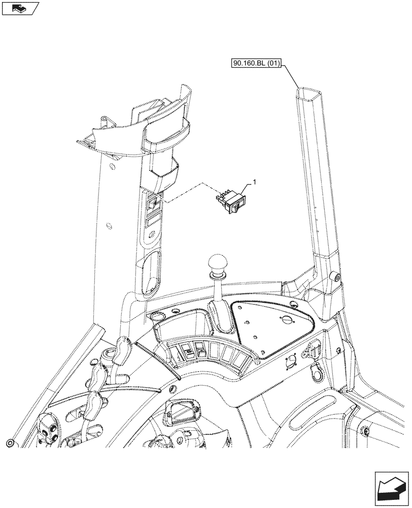 Схема запчастей Case IH FARMALL 105U - (55.405.CH) - VAR - 335916 - BEACON SWITCH (55) - ELECTRICAL SYSTEMS