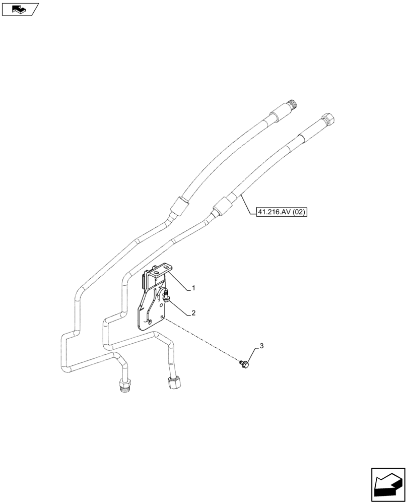 Схема запчастей Case IH FARMALL 105U - (41.200.AO[02]) - VAR - 390335 - HYDRAULIC STEERING, LINE, SUPPORT (41) - STEERING