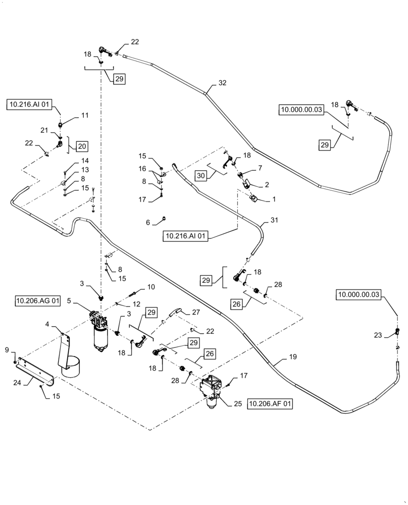 Схема запчастей Case IH PATRIOT 3240 - (10.216.BA[01]) - FUEL LINE ASSY (10) - ENGINE