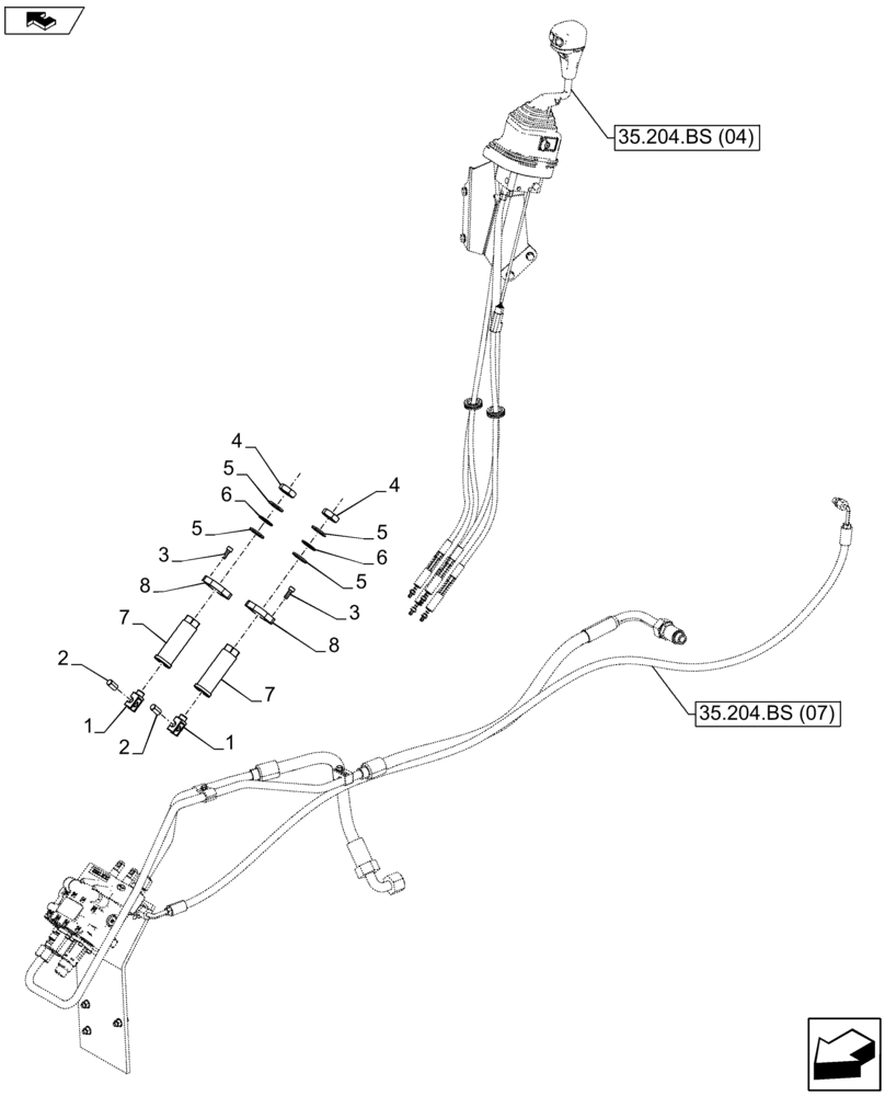 Схема запчастей Case IH FARMALL 105U - (35.204.BS[05]) - VAR - 743919 - REMOTE CONTROL (35) - HYDRAULIC SYSTEMS