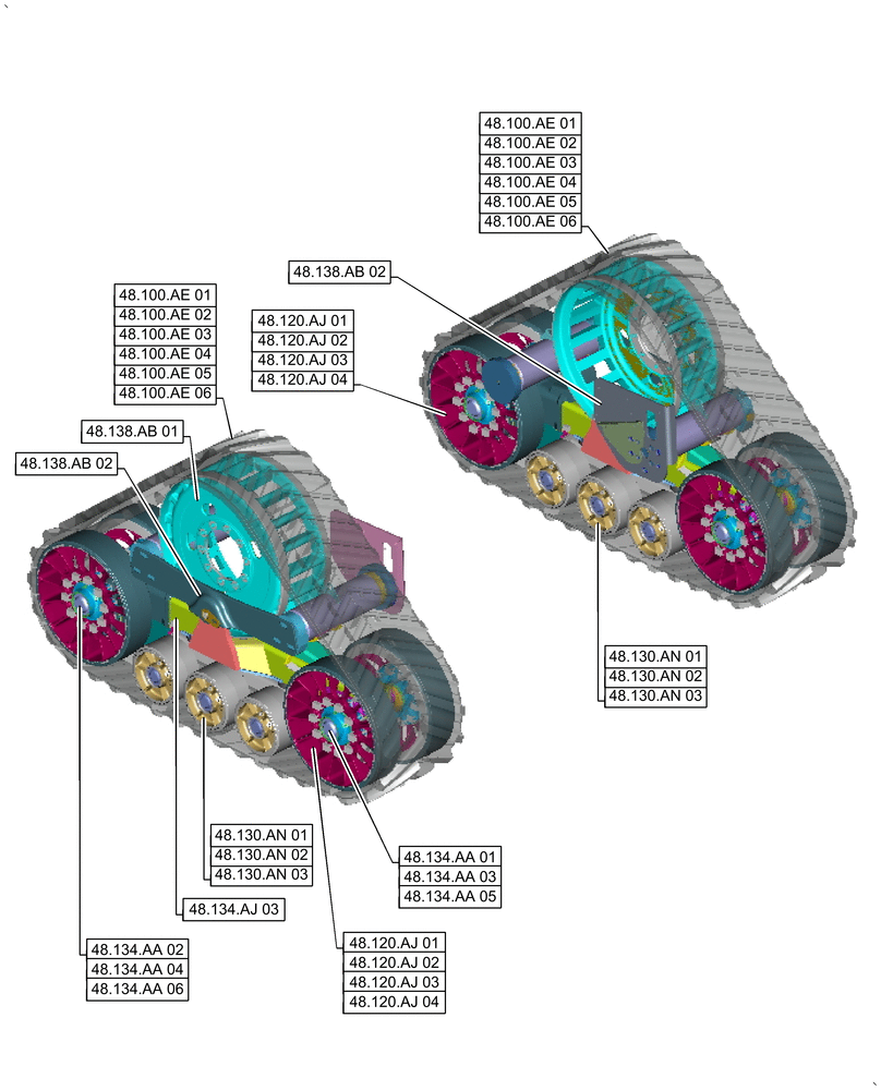 Схема запчастей Case IH 9240 - (00.000.48[01]) - PICTORIAL INDEX - SUSPENSION AND TRACKS (00) - GENERAL & PICTORIAL INDEX