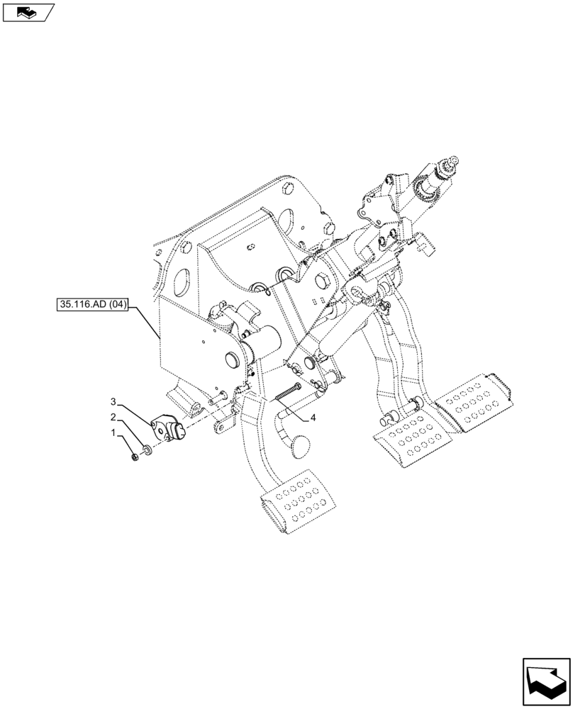 Схема запчастей Case IH FARMALL 105U - (55.525.AJ[01]) - VAR - 334144, 335683 - THROTTLE CONTROL, POTENTIOMETER (55) - ELECTRICAL SYSTEMS