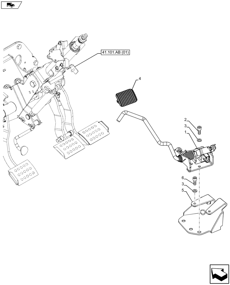 Схема запчастей Case IH FARMALL 105U - (55.525.AK) - VAR - 334144, 335683 - THROTTLE CONTROL, PEDAL (55) - ELECTRICAL SYSTEMS