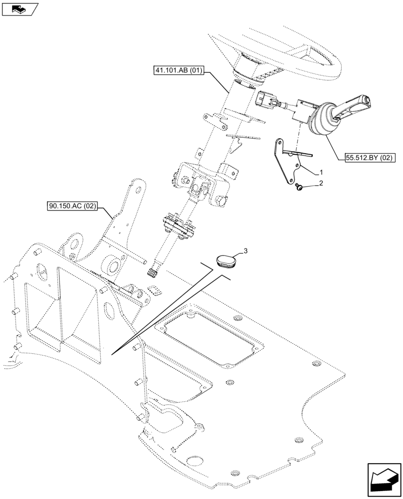 Схема запчастей Case IH FARMALL 105U - (41.101.AB[04]) - VAR - 334144, 335683 - GAS STRUT, STEERING COLUMN, SUPPORT (41) - STEERING