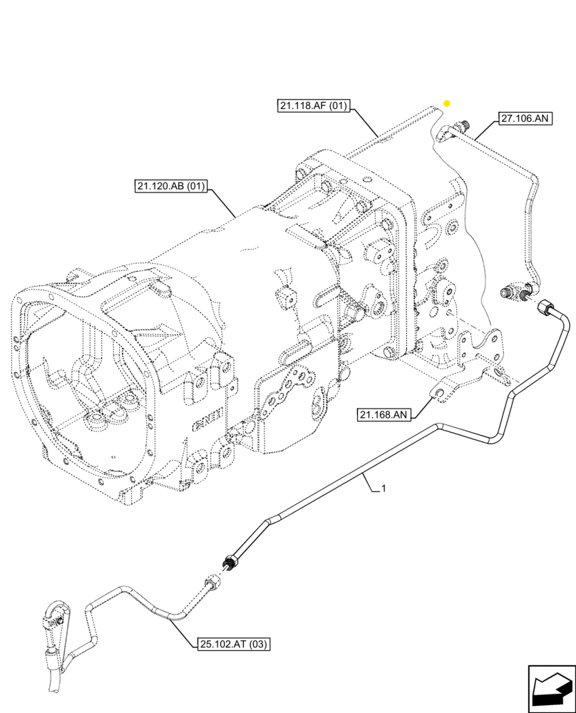 Схема запчастей Case IH FARMALL 110C - (25.102.AT[02]) - VAR - 743564 - FRONT, ELECTROHYDRAULIC DIFFERENTIAL LOCK, LINE, HI-LO (25) - FRONT AXLE SYSTEM