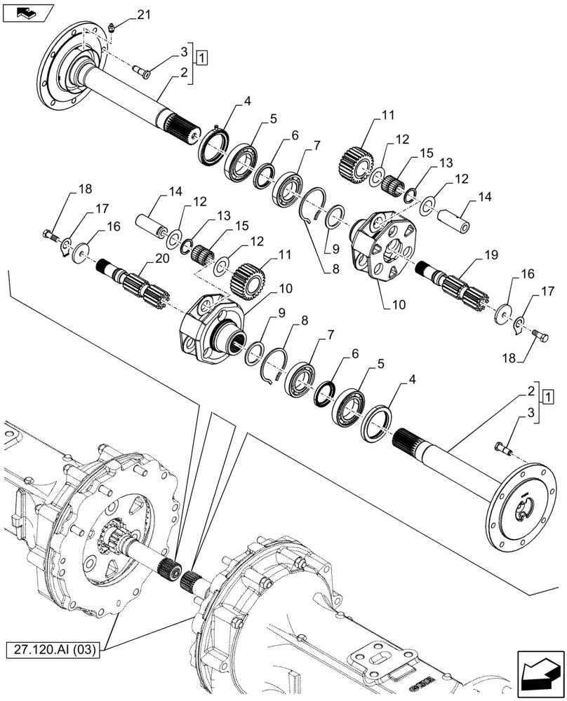 Схема запчастей Case IH FARMALL 115U - (27.120.AF[01]) - VAR - 390448 - SIDEFINAL DRIVES GEAR (27) - REAR AXLE SYSTEM