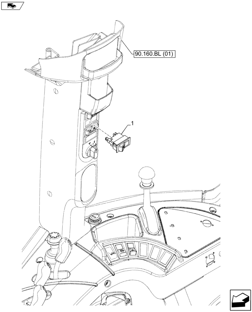 Схема запчастей Case IH FARMALL 105U - (55.405.AV) - VAR - 334152 - HEADLIGHT, SWITCH (55) - ELECTRICAL SYSTEMS