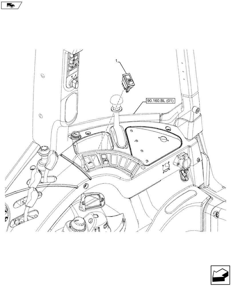 Схема запчастей Case IH FARMALL 105U - (55.046.AJ) - VAR - 334144, 335683 - SWITCH, ROCKER (55) - ELECTRICAL SYSTEMS