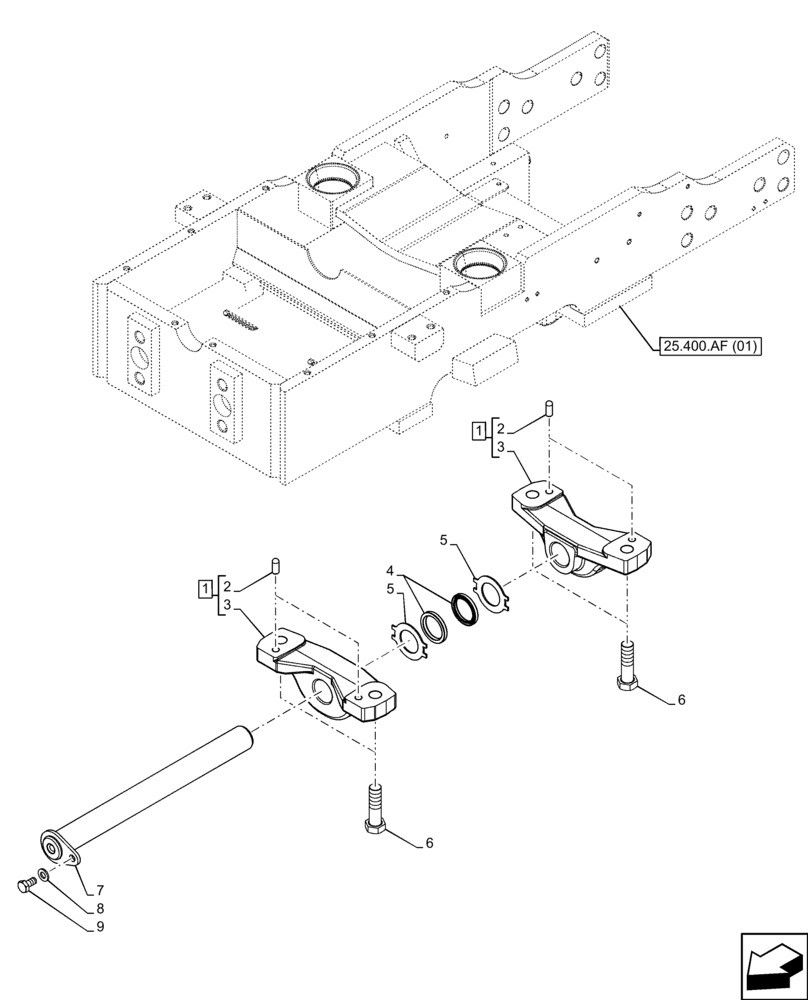 Схема запчастей Case IH FARMALL 110C - (25.400.AL[01]) - VAR - 334216 - 2WD FRONT AXLE, SUPPORT, BRACKET (25) - FRONT AXLE SYSTEM