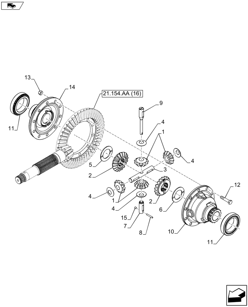 Схема запчастей Case IH FARMALL 115U - (27.106.AB[02]) - VAR - 390399 - PLANETARY GEAR, HOUSING (27) - REAR AXLE SYSTEM