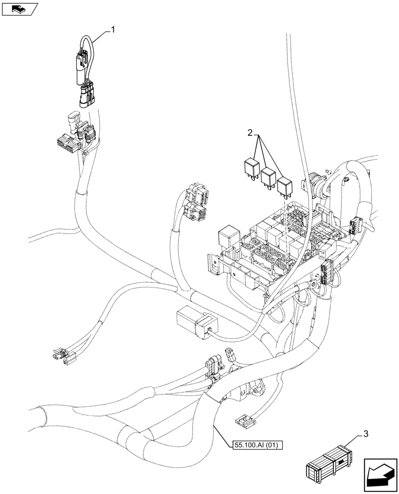 Схема запчастей Case IH FARMALL 105U - (55.100.AX[02]) - VAR - 744712 - WIRE HARNESS, FRONT (55) - ELECTRICAL SYSTEMS