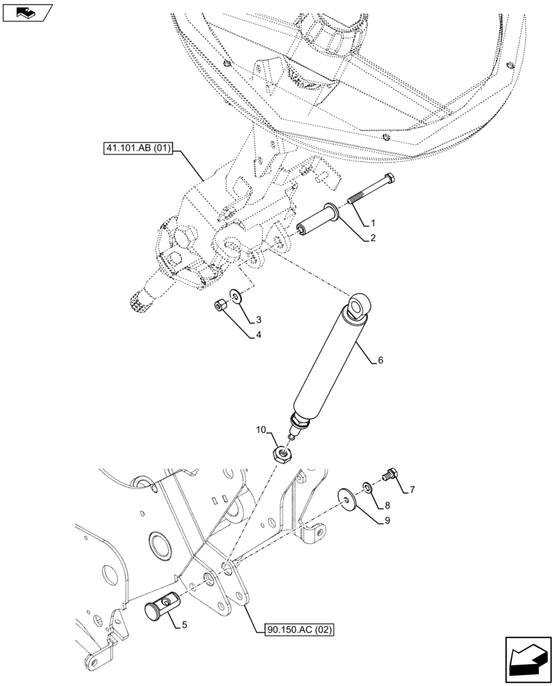 Схема запчастей Case IH FARMALL 115U - (41.101.AB[02]) - VAR - 334144, 335683 - GAS STRUT, STEERING COLUMN (41) - STEERING