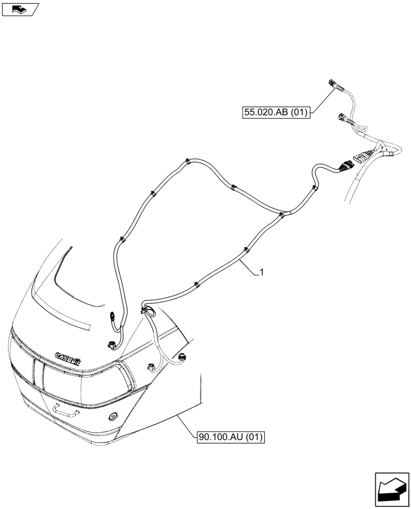 Схема запчастей Case IH FARMALL 105U - (55.511.AF[02]) - VAR - 335701, 390885 - HEADLAMP (55) - ELECTRICAL SYSTEMS