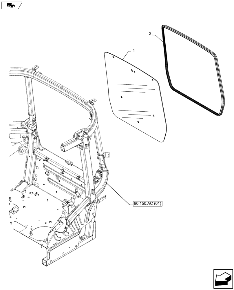 Схема запчастей Case IH FARMALL 115U - (90.156.AB) - VAR - 330642 - REAR, WINDOW, GLASS (90) - PLATFORM, CAB, BODYWORK AND DECALS