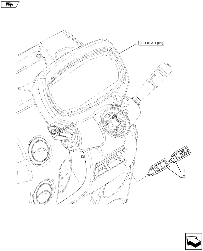 Схема запчастей Case IH FARMALL 105U - (55.512.BY[01]) - VAR - 334144, 335683 - INSTRUMENT PANEL, SWITCH (55) - ELECTRICAL SYSTEMS