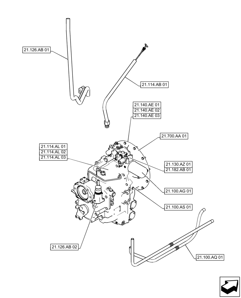 Схема запчастей Case IH 588H - (21.000.00) - SECTION INDEX - TRANSMISSION, 2WD (21) - TRANSMISSION