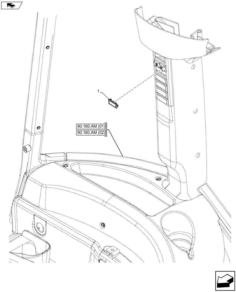 Схема запчастей Case IH FARMALL 115U - (90.160.BL[03]) - VAR - 390904 - PLUG, PLUG, BEACON SWITCH (90) - PLATFORM, CAB, BODYWORK AND DECALS