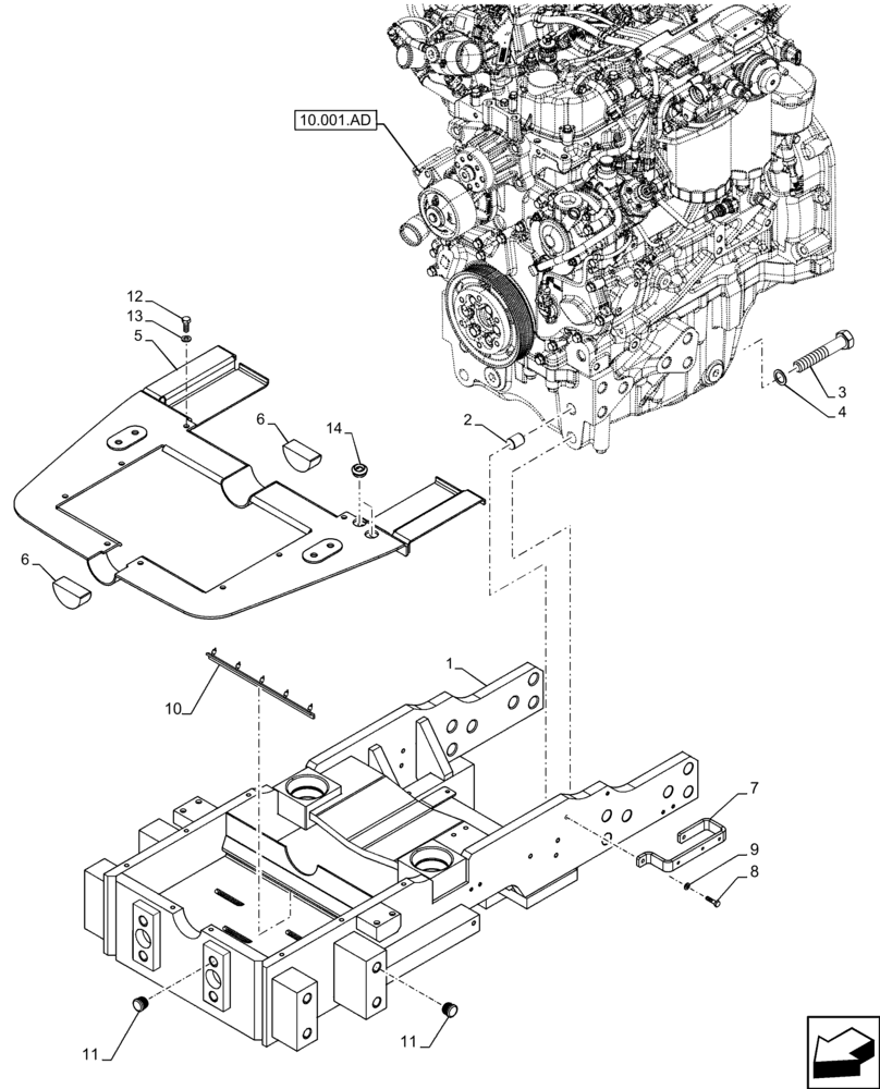 Схема запчастей Case IH FARMALL 110C - (25.100.AV[01]) - VAR - 334218 - 4WD FRONT AXLE, SUPPORT (25) - FRONT AXLE SYSTEM