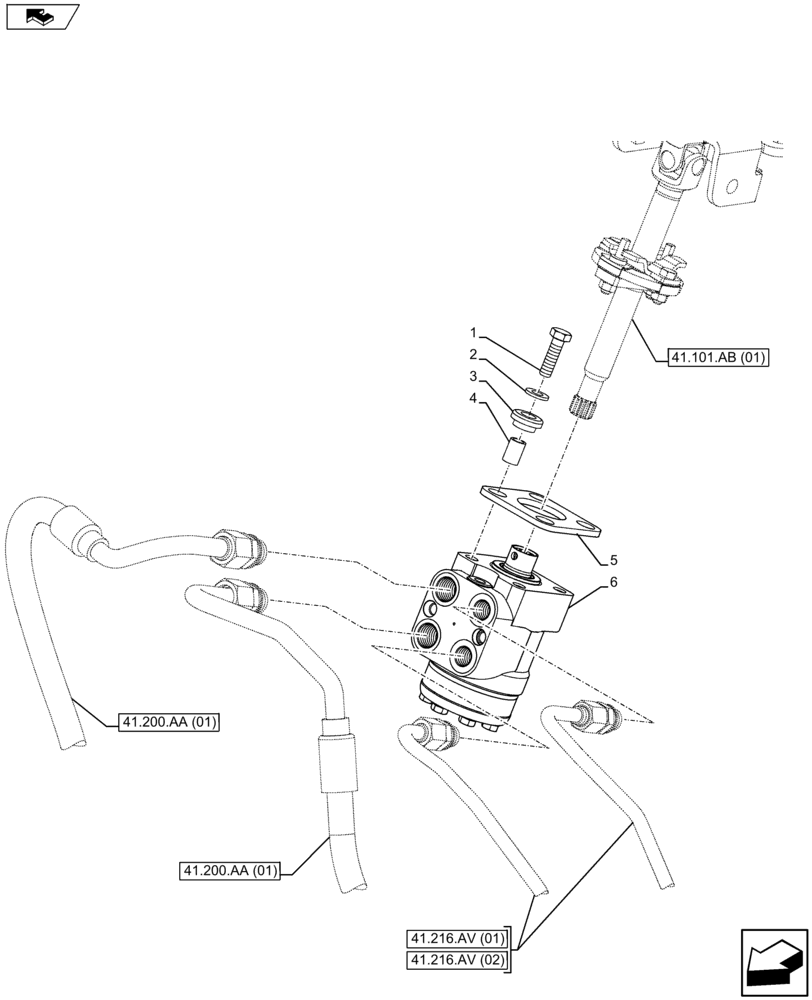 Схема запчастей Case IH FARMALL 115U - (41.200.CA) - VAR - 334144, 335683 - STEERING VALVE (41) - STEERING