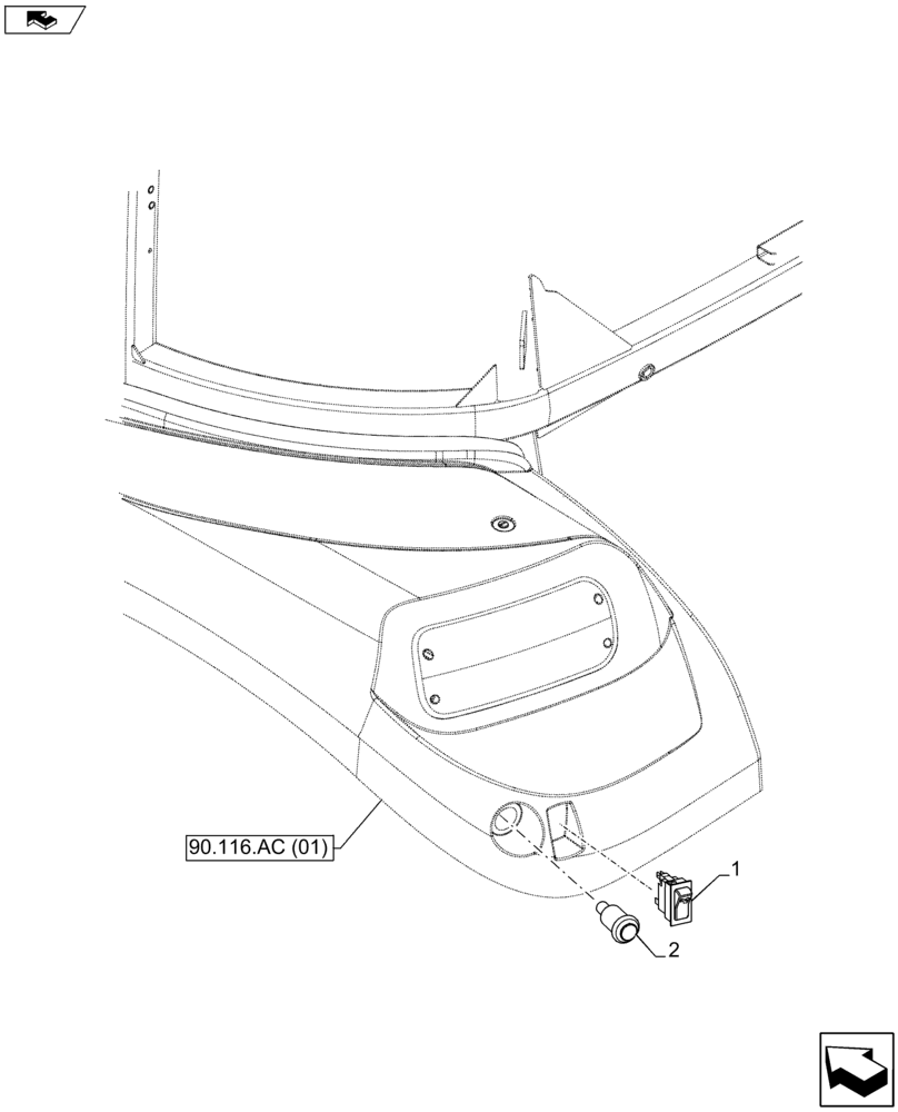 Схема запчастей Case IH FARMALL 105U - (55.048.AD) - VAR - 330803 - REAR FENDER, PTO, SWITCH (55) - ELECTRICAL SYSTEMS