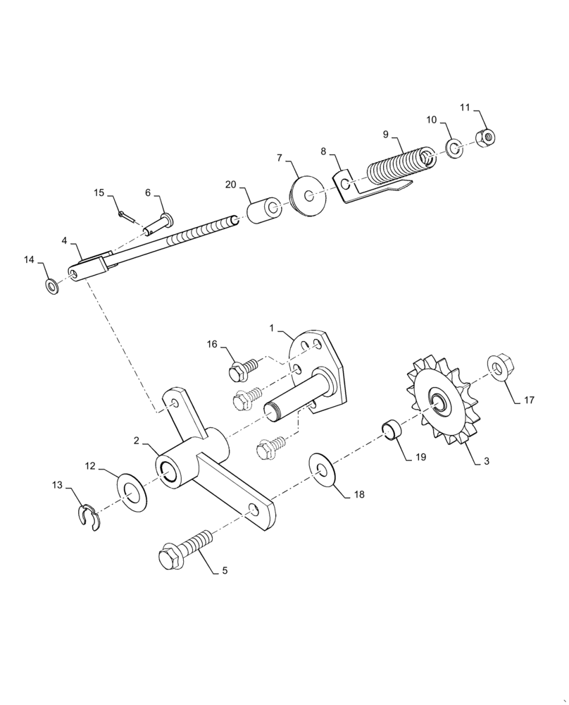 Схема запчастей Case IH 7230 - (80.175.AK[02]) - VAR - 425364 - TENSIONER, CHAIN (80) - CROP STORAGE/UNLOADING