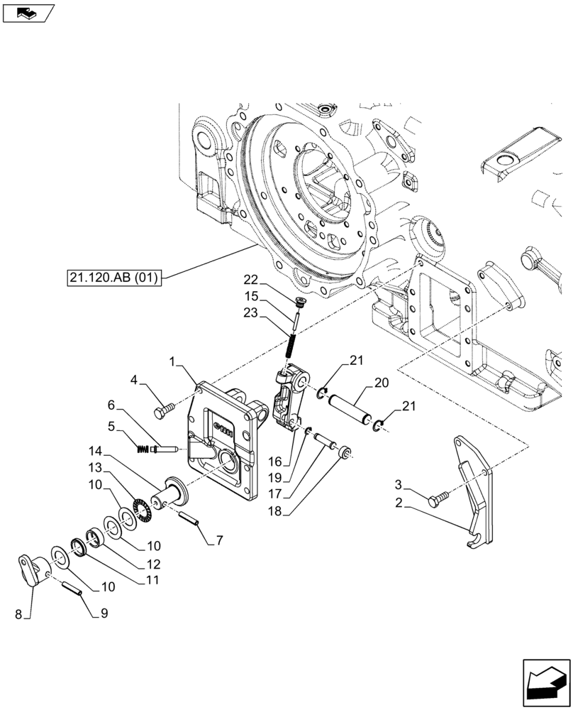 Схема запчастей Case IH FARMALL 115U - (33.110.AZ[01]) - VAR - 331286 - MECHANICAL PARKING LOCK (33) - BRAKES & CONTROLS