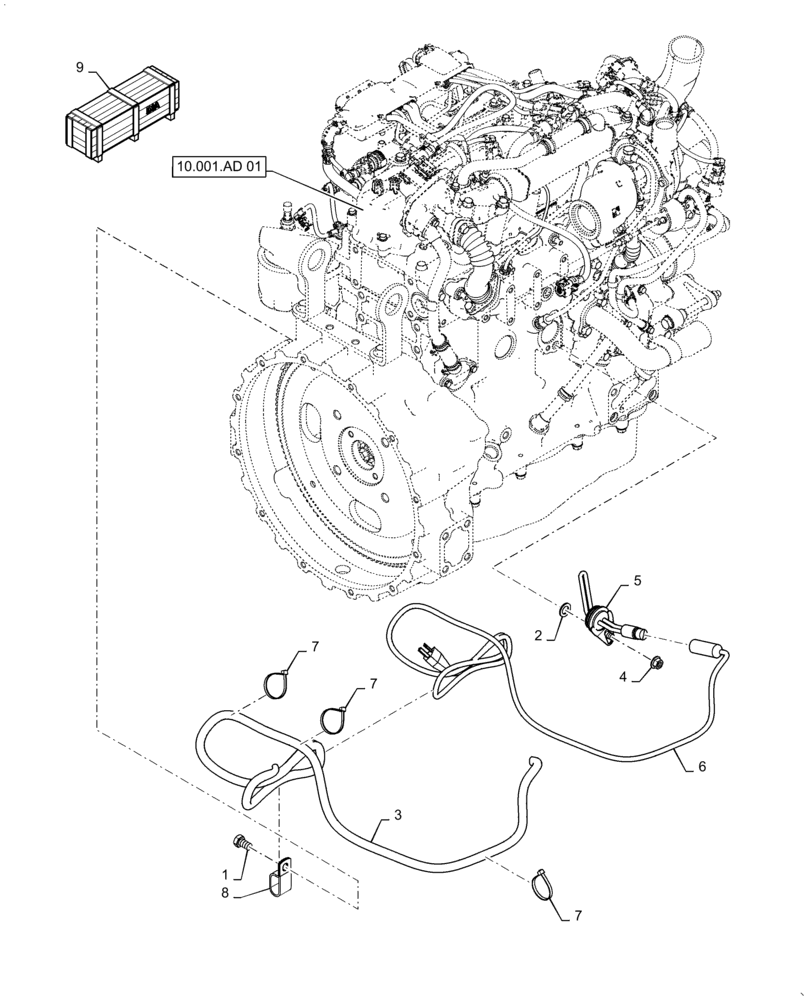 Схема запчастей Case IH 586H - (55.202.AE[01]) - VAR - 423088 - BLOCK HEATER (55) - ELECTRICAL SYSTEMS