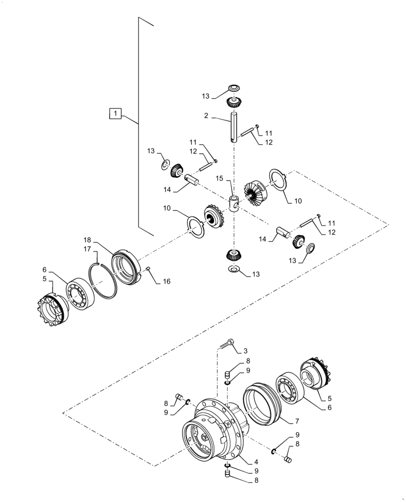 Схема запчастей Case IH 588H - (25.102.AD[01]) - DRIVE AXLE, DIFFERENTIAL (25) - FRONT AXLE SYSTEM