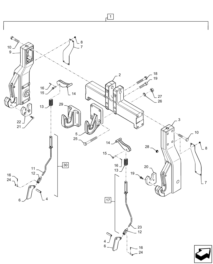 Схема запчастей Case IH MAGNUM 310 - (37.120.AW[02]) - VAR - 429404, 429411, 429412, 429413 - QUICK-HITCH COUPLER, CONVERTIBLE, CATEGORY III/IV-N (37) - HITCHES, DRAWBARS & IMPLEMENT COUPLINGS