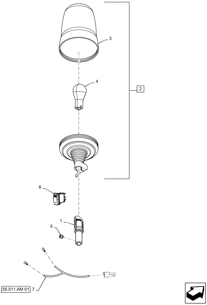 Схема запчастей Case IH TITAN 3540 - (55.404.AC[01]) - SINGLE, BEACON LIGHT ASSY (55) - ELECTRICAL SYSTEMS