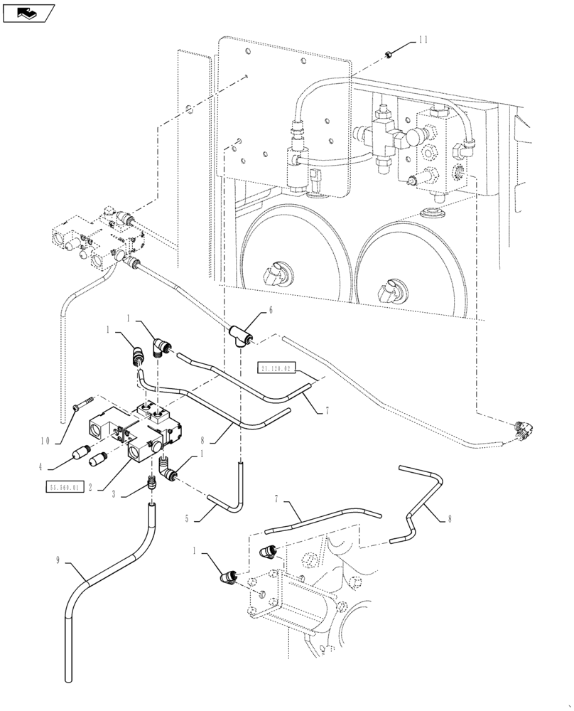 Схема запчастей Case IH TITAN 3540 - (36.200.AD[02]) - AUXILIARY TRANSMISSION, PNEUMATIC SHIFTING, 3 WHL (36) - PNEUMATIC SYSTEM