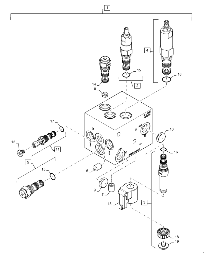 Схема запчастей Case IH 8240 - (35.440.BC[04]) - VAR - 425367, 425373 - MANIFOLD, UNLOADING TUBE, EXTENSION, COMPONENTS (35) - HYDRAULIC SYSTEMS