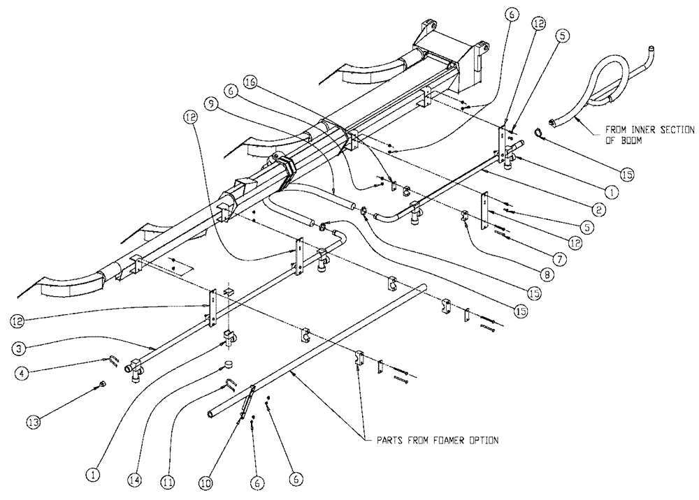 Схема запчастей Case IH 810 - (10-001) - BOOM PLUMBING, 2.5", RH, OUTER, 60 Wet Kit