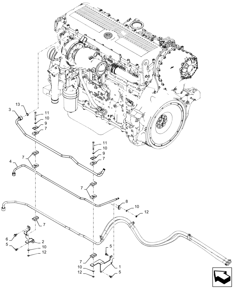 Схема запчастей Case IH QUADTRAC 370 - (10.500.AD[05]) - DEF/ADBLUE™ TANK, HEATER LINES, 370 (10) - ENGINE