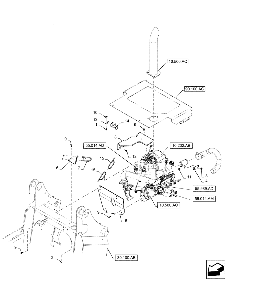 Схема запчастей Case IH SV280 - (10.254.AD) - INTAKE & EXHAUST, MOUNTING (10) - ENGINE