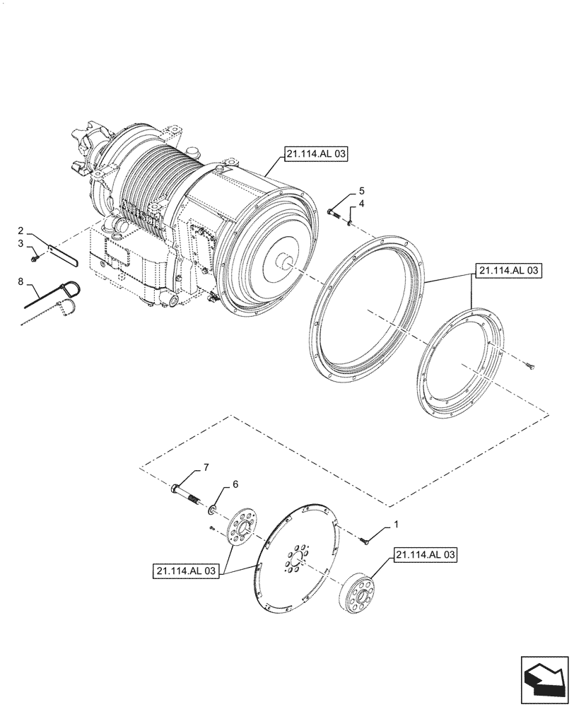 Схема запчастей Case IH TITAN 3540 - (21.114.AL[01]) - TRANSMISSION ASSY, WITH COUPLING (21) - TRANSMISSION