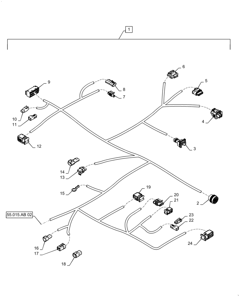 Схема запчастей Case IH PATRIOT 3240 - (55.015.AB[01]) - ENGINE WIRE HARNESS, BSN YGT044001, PART I (55) - ELECTRICAL SYSTEMS