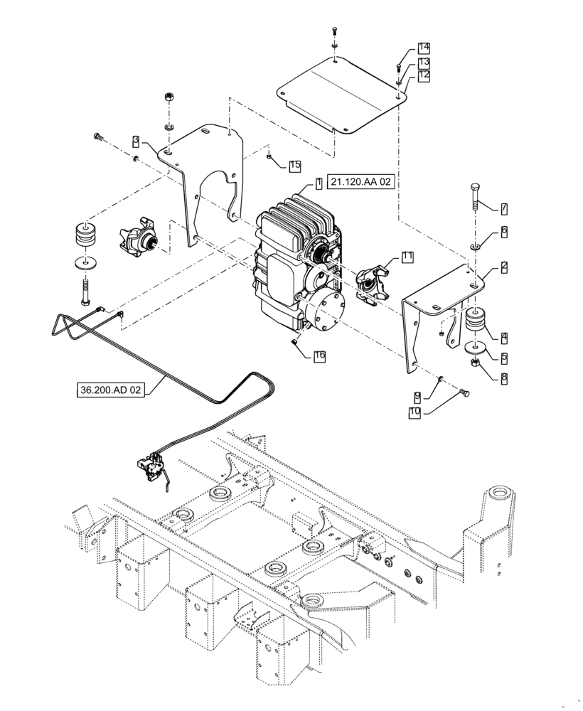 Схема запчастей Case IH TITAN 4540 - (21.120.AA[01]) - AUXILIARY TRANSMISSION MOUNTING, 4 WHL (21) - TRANSMISSION