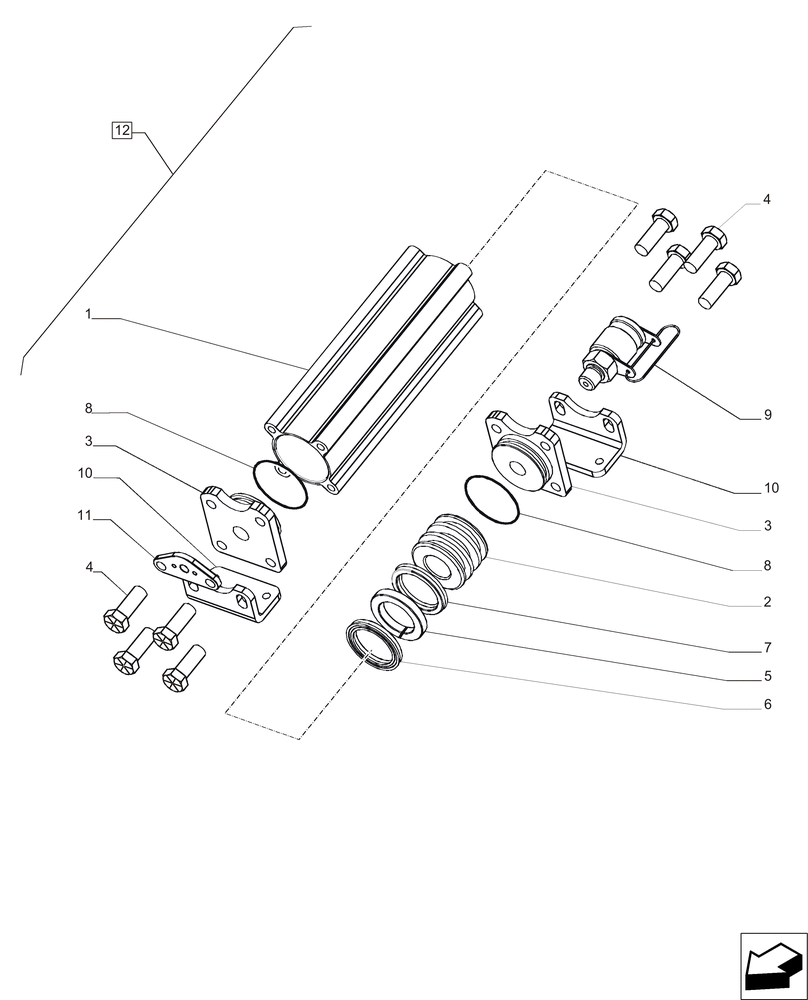 Схема запчастей Case IH A8800 - (55.662.AZ[02]) - HYDRAULIC CYLINDER (AUTOTRACKER) (55) - ELECTRICAL SYSTEMS