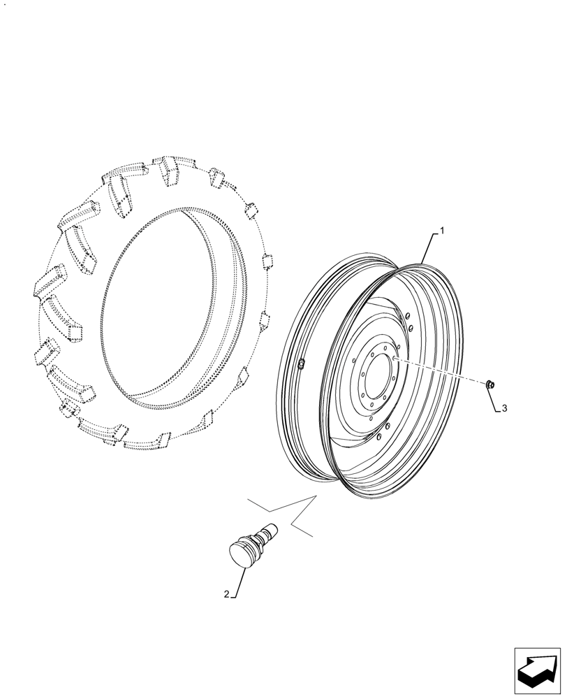 Схема запчастей Case IH FARMALL 110A - (44.520.AB[01]) - VAR - 831859 - REAR, WHEEL (W10X42) (44) - WHEELS