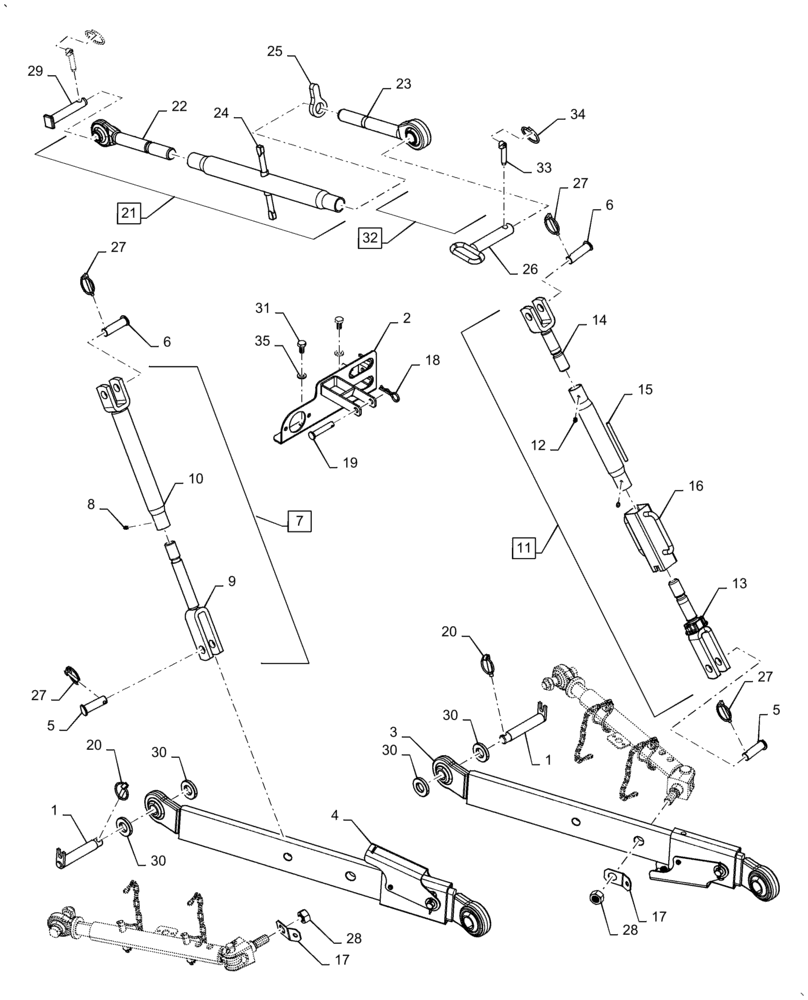 Схема запчастей Case IH FARMALL 50A - (37.120.AX[03]) - THREE POINT HITCH WITH COMBI BALL, UPPER LINK AND LIFT ROD ASSY (37) - HITCHES, DRAWBARS & IMPLEMENT COUPLINGS