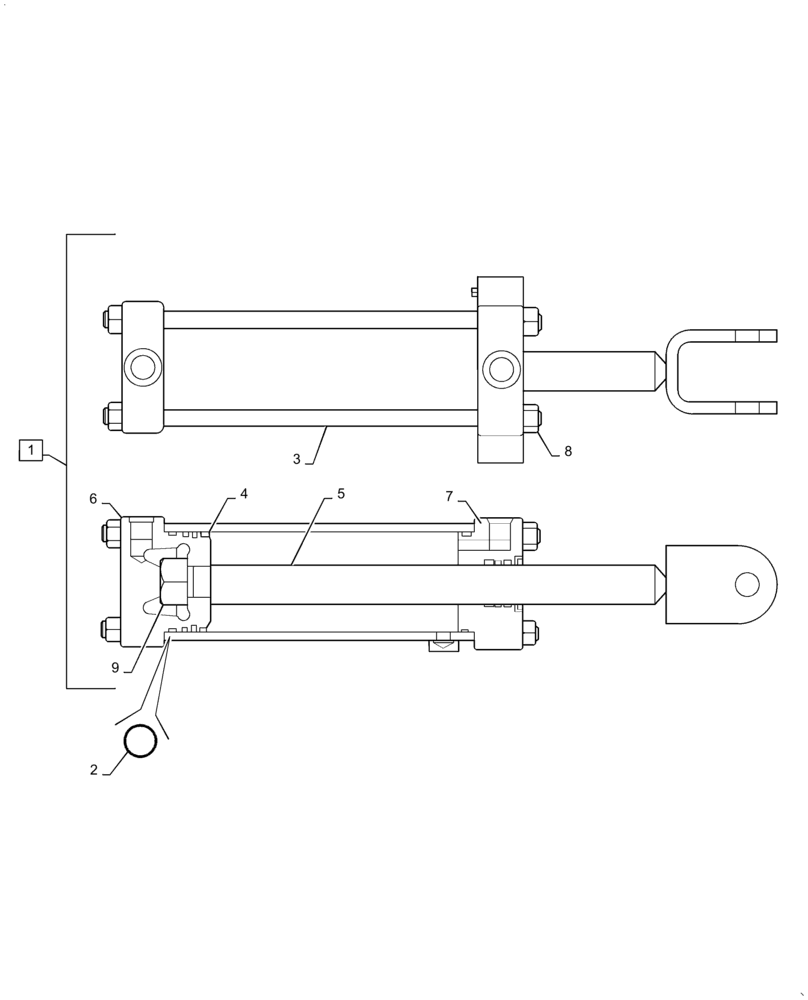 Схема запчастей Case IH 1225 EARLY RISER - (35.100.BI[02]) - HYDRAULIC CYLINDER 3.25 X 8.00 3000PSI RIGHT AND LEFT HAND DRIVE WITH MASTER CYLINDER (35) - HYDRAULIC SYSTEMS