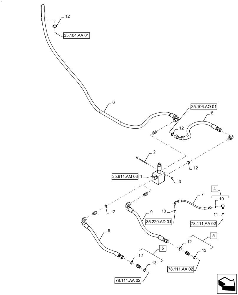 Схема запчастей Case IH PATRIOT 3240 - (35.911.AM[02]) - PRODUCT CONTROL VALVE ASSY, 2" FILL (35) - HYDRAULIC SYSTEMS