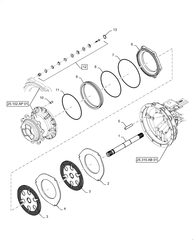 Схема запчастей Case IH 588H - (33.202.AX[01]) - SERVICE BRAKES (33) - BRAKES & CONTROLS