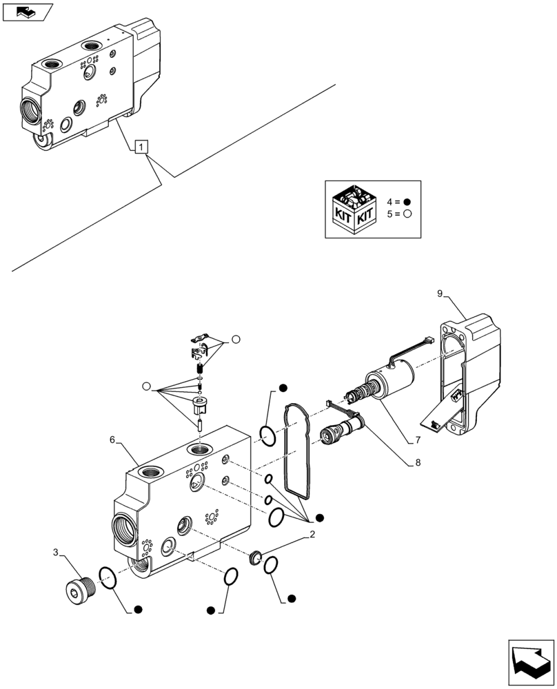 Схема запчастей Case IH MAXXUM 120 - (35.204.BS[05]) - DIRECTIONAL CONTROL VALVE - BREAKDOWN (35) - HYDRAULIC SYSTEMS