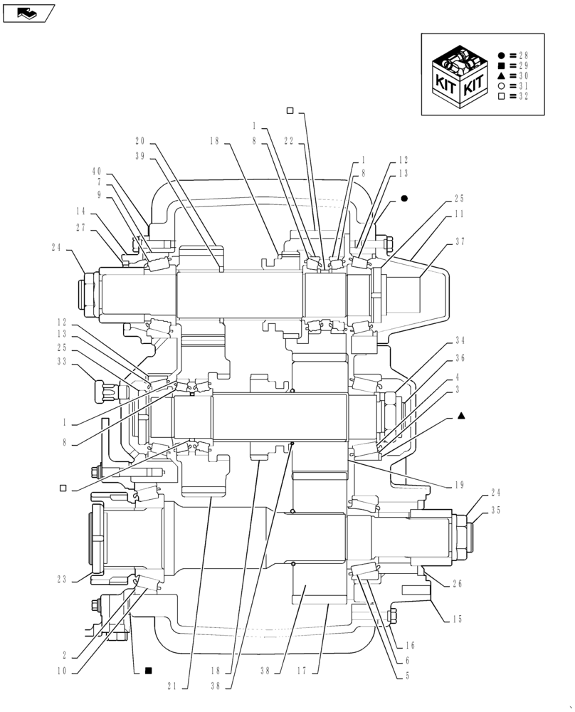 Схема запчастей Case IH TITAN 3540 - (21.145.AA[01]) - AUXILIARY TRANSMISSION, INTERNAL SERVICE PARTS (21) - TRANSMISSION