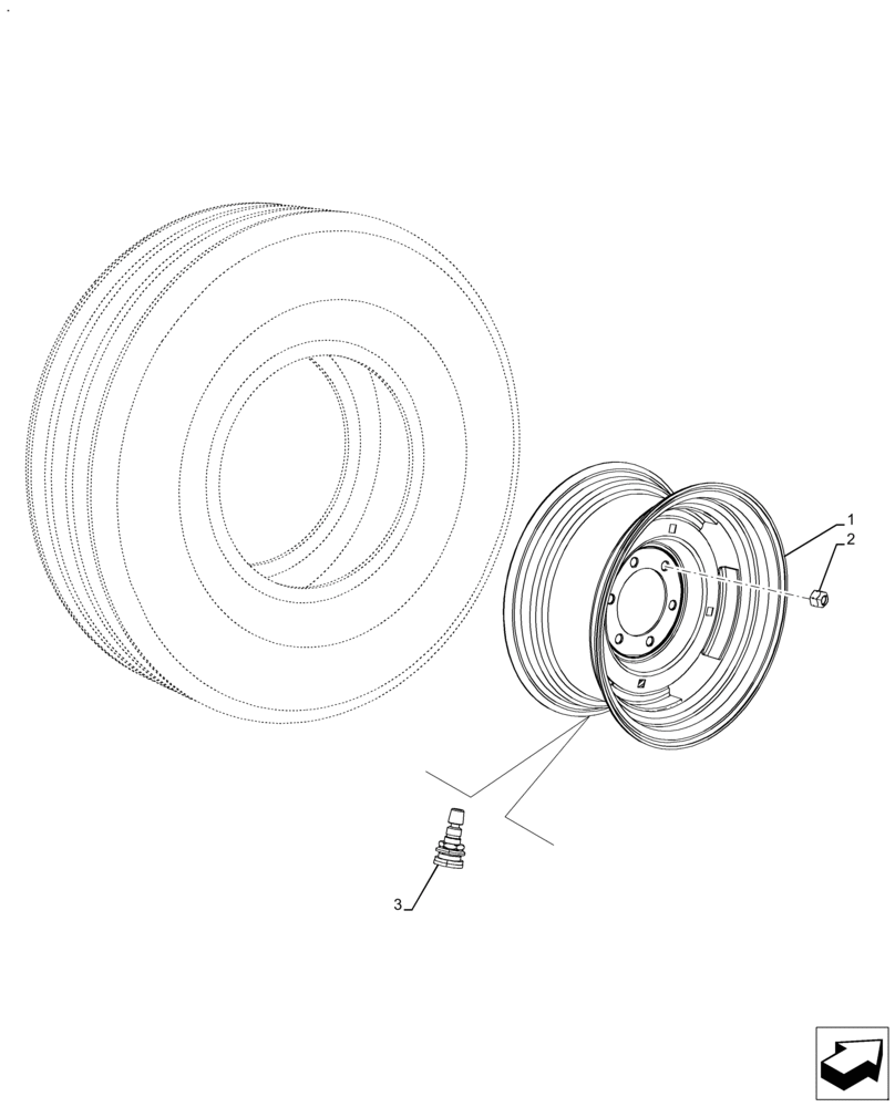 Схема запчастей Case IH FARMALL 120A - (44.511.AE[01]) - VAR - 811440, 823061 - FRONT, WHEEL (W8LX16) (44) - WHEELS