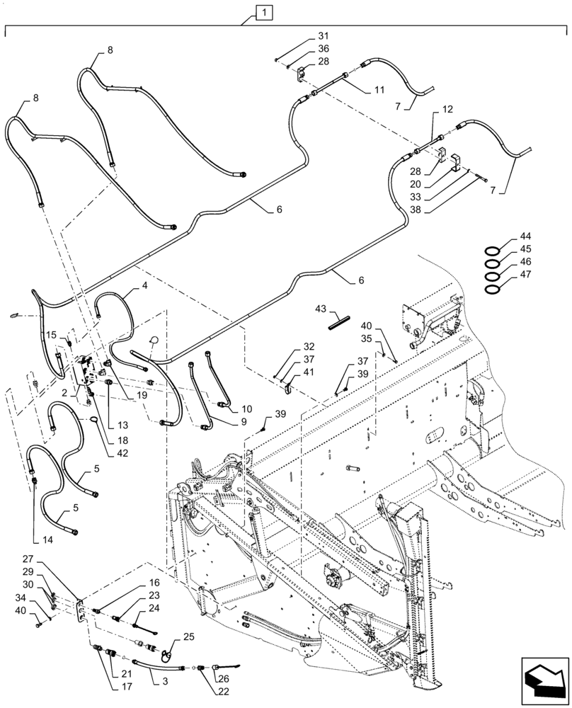 Схема запчастей Case IH 3152 - (88.058.12[05]) - HYDRAULIC SYSTEM, VERTICAL KNIFE, 25, 30 FT (88) - ACCESSORIES